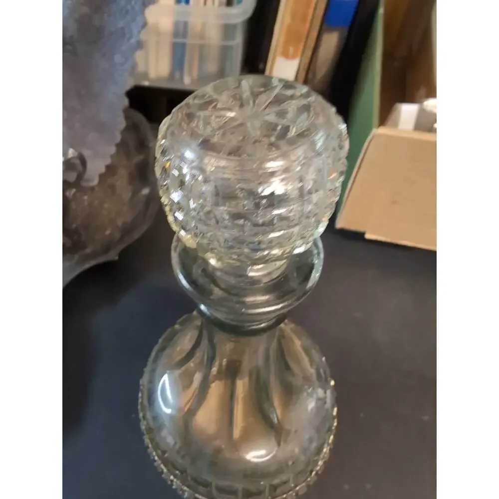 Gales of Sheffield England Vintage Silver Plate Crystal Glass Decanter Bottle